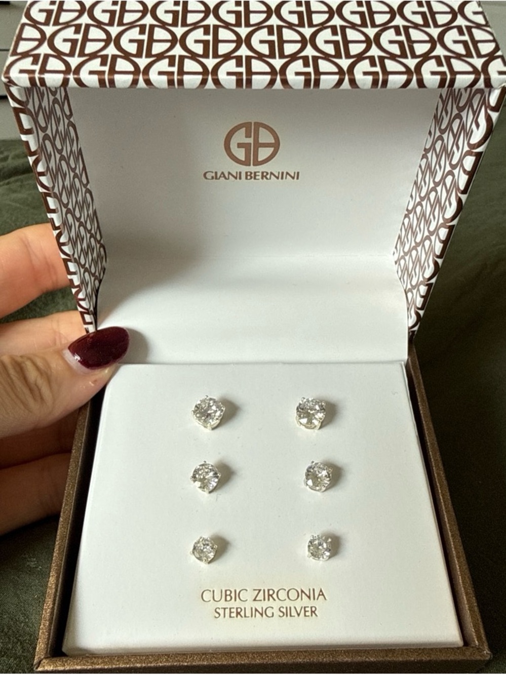 Giani Bernini Sterling Silver Cubic Zirconia Stud Earring Trio in Silver
